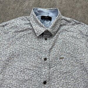 Diesel Shirt Men Small Blue Floral Short Sleeve Button Up Pocket